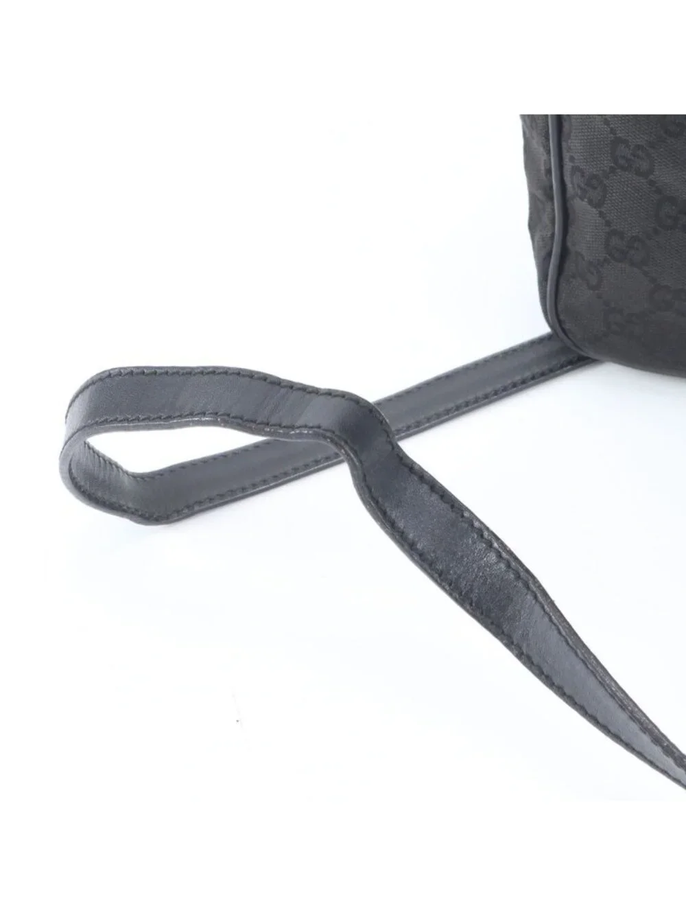 Gucci GG Canvas Leather Shoulder Bag Crossbody Messenger Black